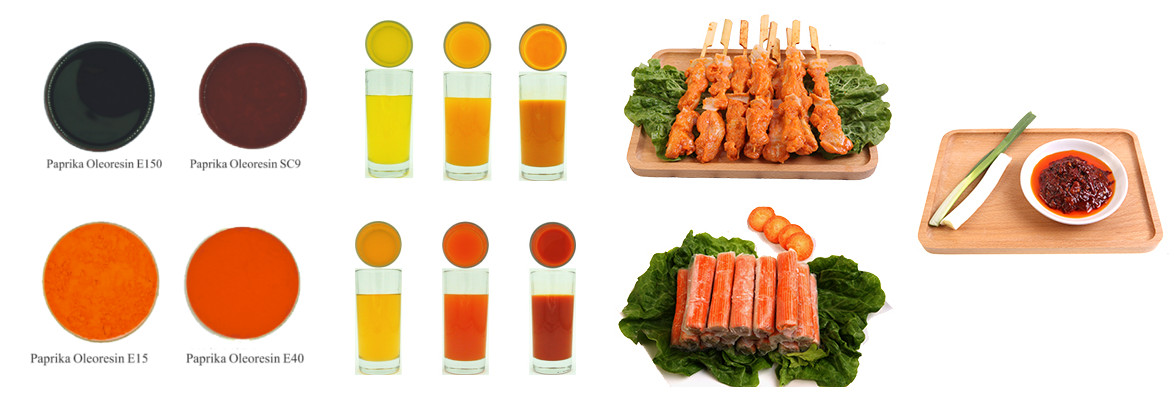 FoodRGB paprika oleoresin natural color solution for orange, brown, and black application liquid showing pH ranges and application photgraphy