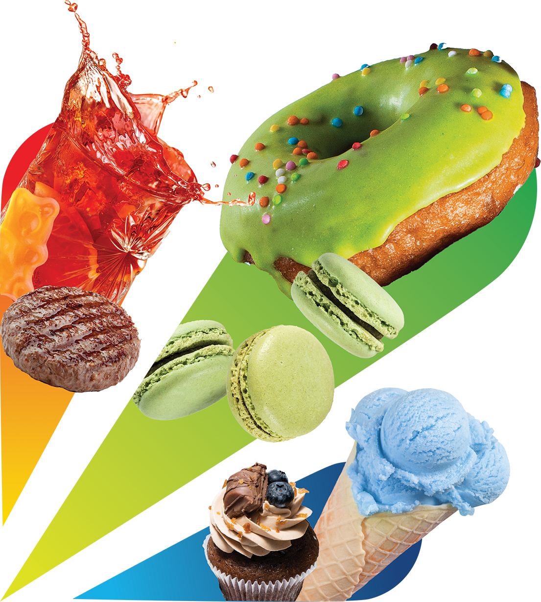 FoodRGB Natural food color application photography on starburst with natural food colors