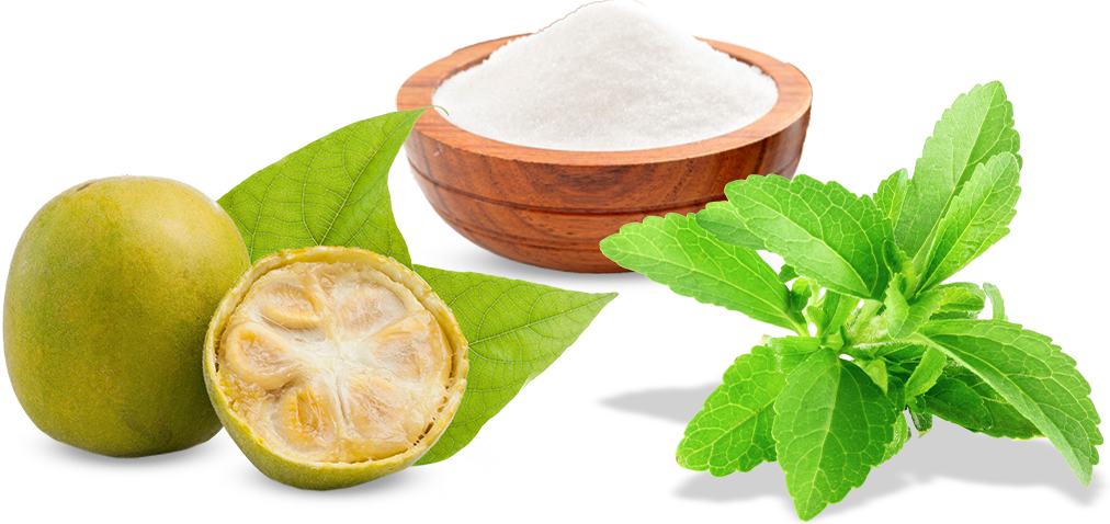FoodRGB Natural sweeteners including stevia plant, allulose powder, monk fruit