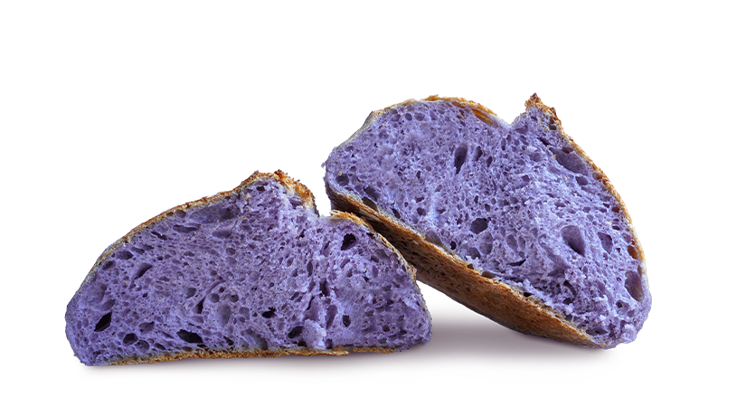FoodRGB application photography for baked goods including bread in purple