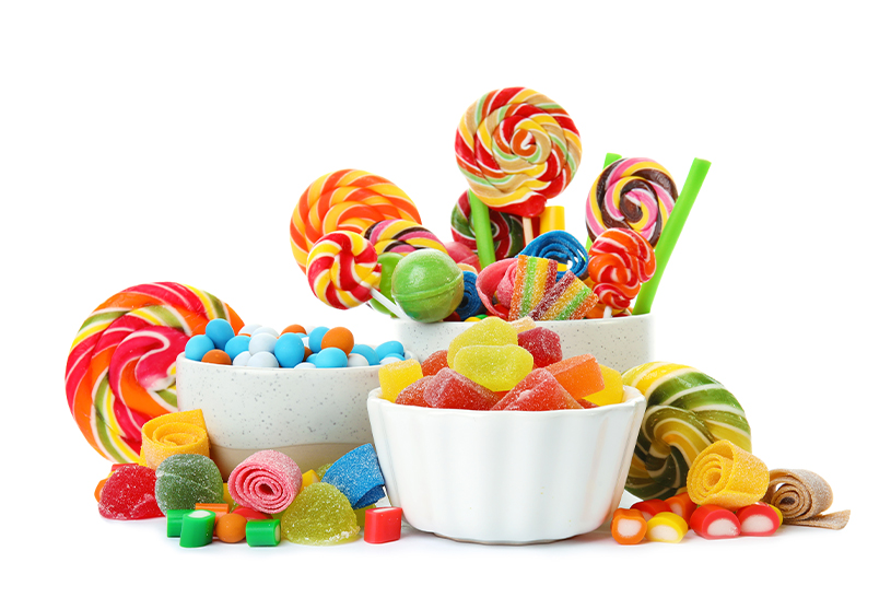 FoodRGB application photography showing confectionery items including hard candies and gummies