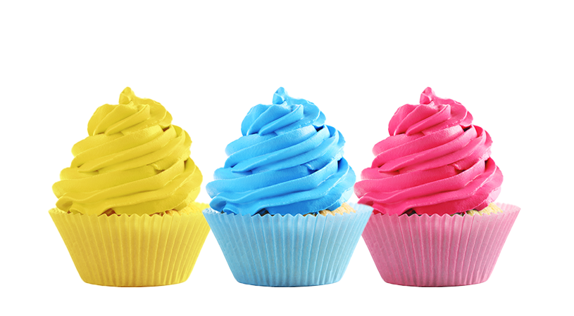 FoodRGB Natural food color application photography for confectionery including frosting,using pink, blue and yellow natural food color