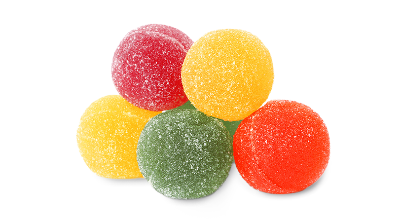 FoodRGB Natural food color application photography for confectionery including gummy candy,using yellow, green, purple and red natural food color