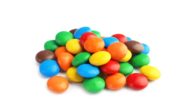 FoodRGB Natural food color application photography for confectionery including hard pan candy,using yellow, green, purple and red natural food color