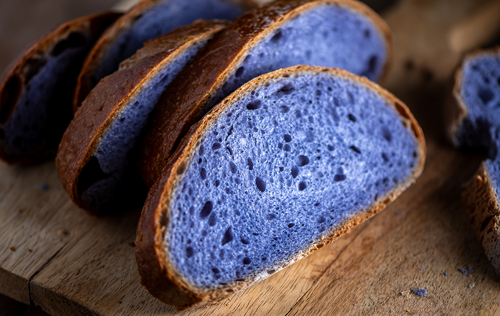 FoodRGB Natural food color application photography for bakery ube bread purple blue