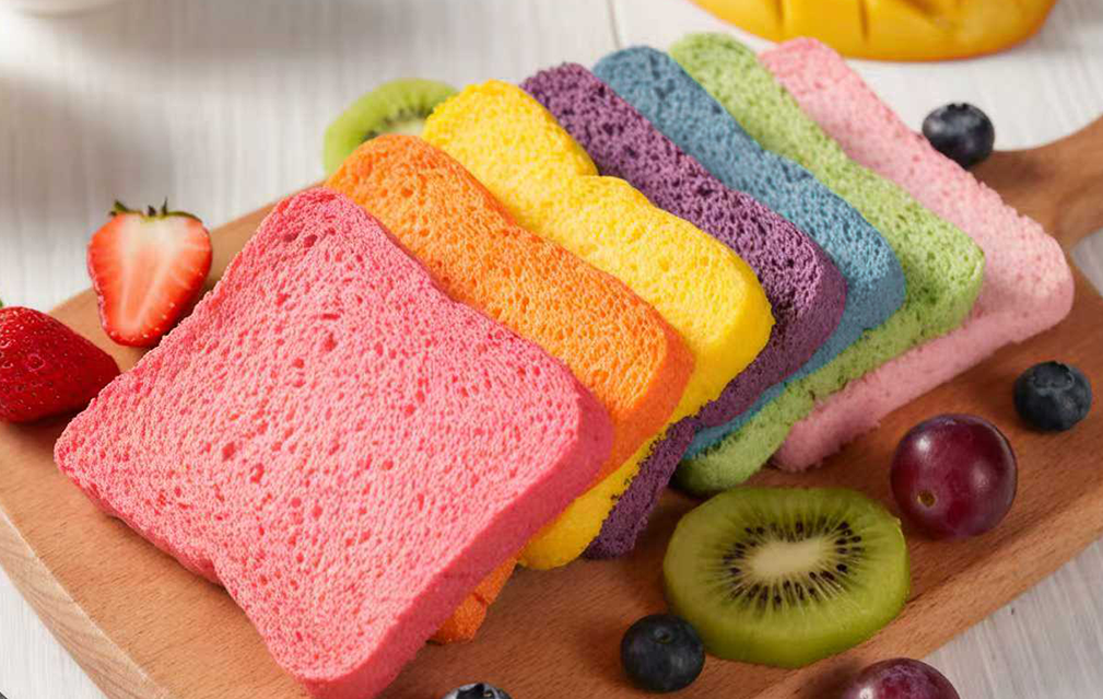 FoodRGB Natural food color application photography for bakery cake, red, orange, green, purple, yellow