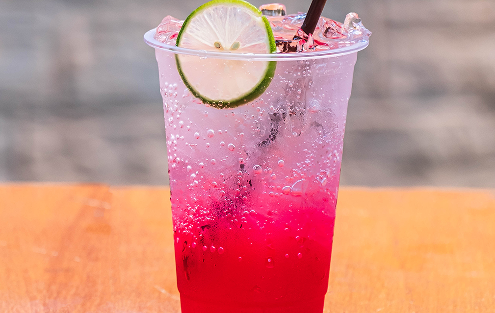 FoodRGB Natural food color application photography for beverages including carbonated drinks using pink natural food color