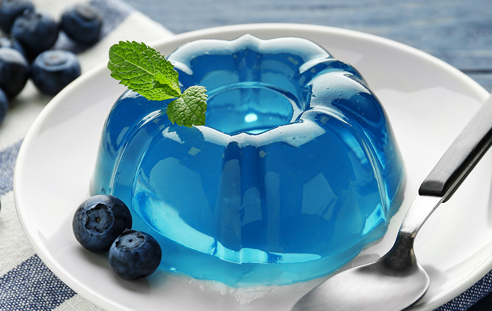 FoodRGB Natural food color application photography for confectionery gelatin in blue