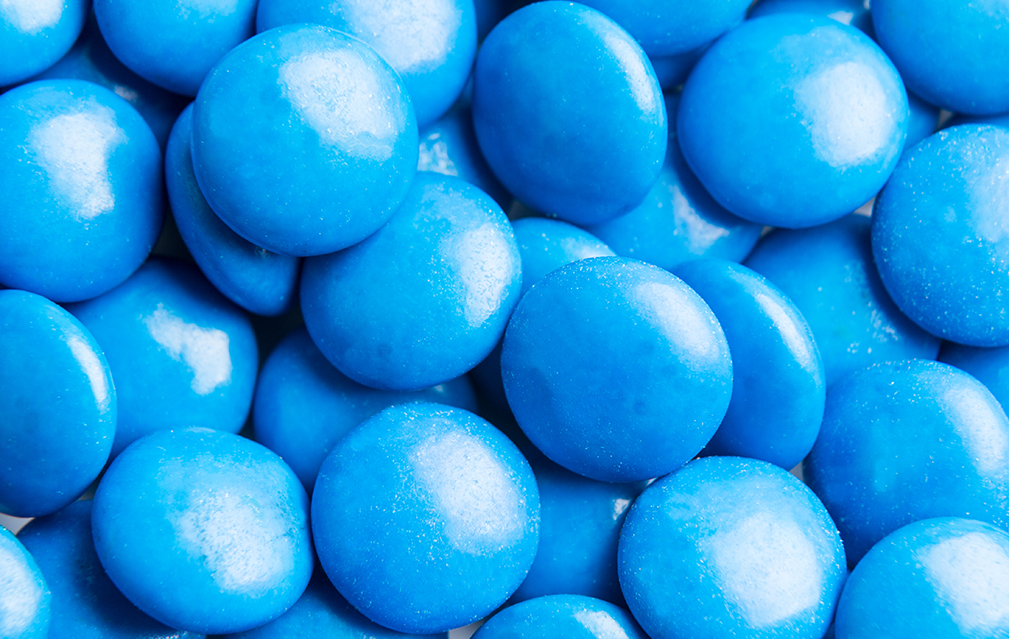 FoodRGB Natural food color application photography for confectionery hard pan candy blue