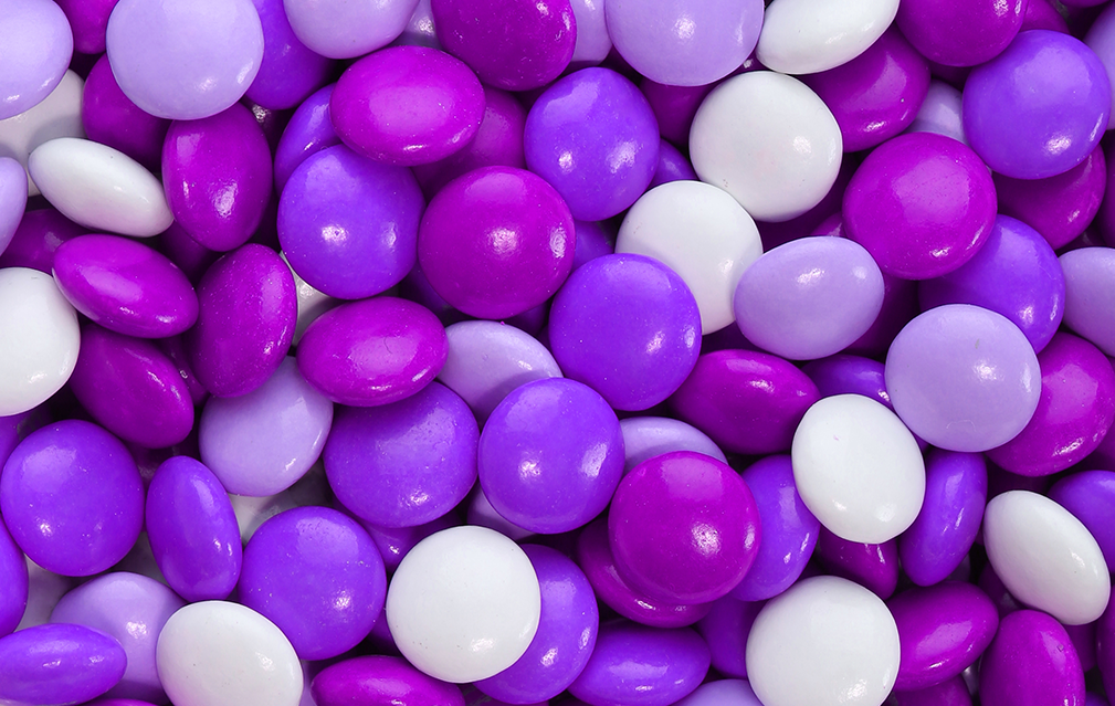 FoodRGB Natural food color application photography for confectionery hard pan candy purple