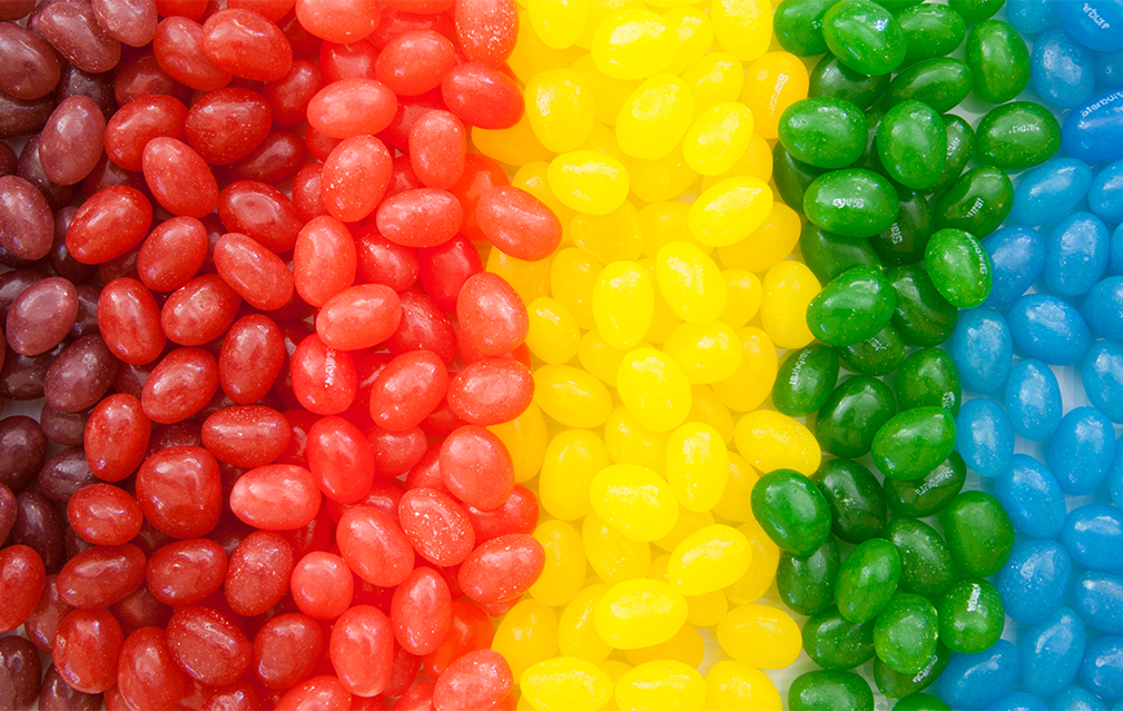 FoodRGB Natural food color application photography for confectionery hard pan candy red, yellow, green, blue