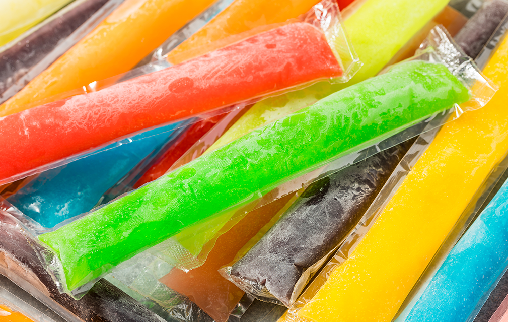 FoodRGB Natural food color application photography for confectionery ice pops red, green, yellow, orange, purple, and blue