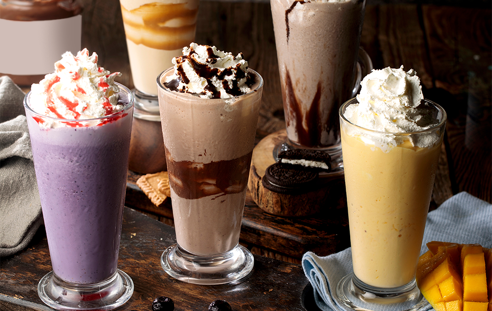 FoodRGB Natural food color application for beverages including shakes and smoothies using purple yellow and brown natural food color 