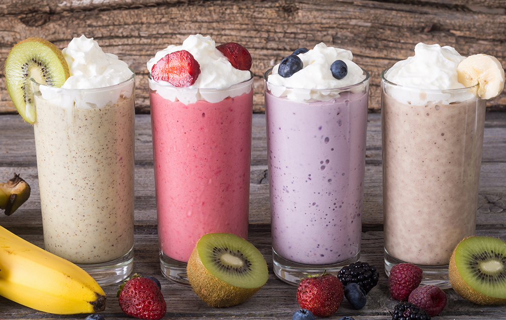 FoodRGB Natural food color application photography for Dairy Shakes red, purple, brown.