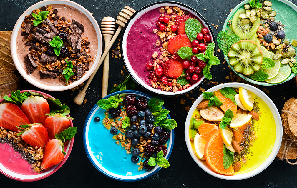 FoodRGB Natural food color application photography for Dairy Yogurt purple, yellow, green, blue, and brown