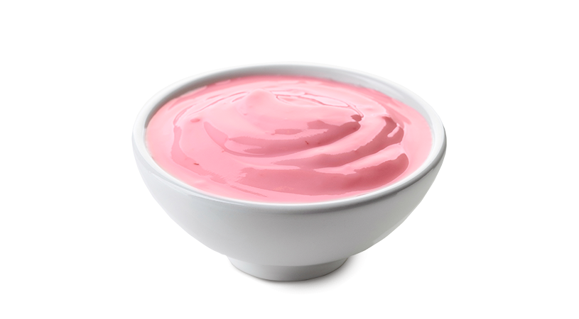 FoodRGB application photography for dairy including yogurt in pink