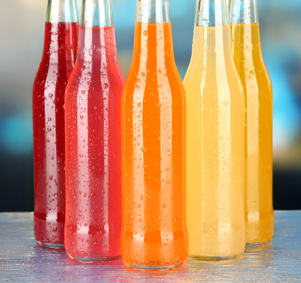 FoodRGB Natural food color application photography for beverages including carbonated drinks using yellow, brown and red natural food color