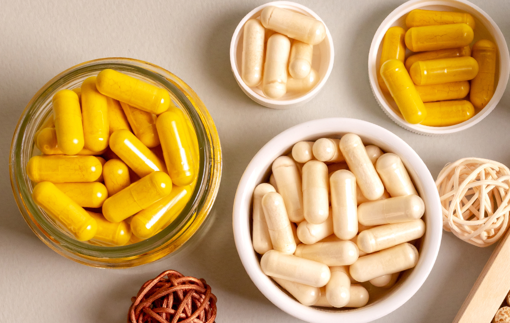 FoodRGB Natural food color application photography for nutraceuticals yellow capsules