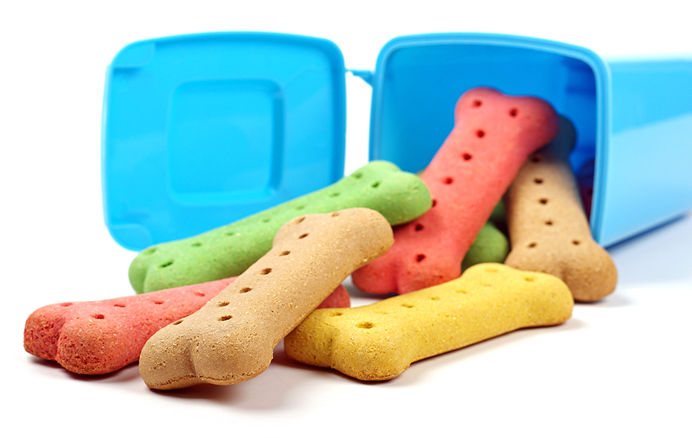 FoodRGB Natural food color application photography for pet food biscuits red, green, yellow, and brown