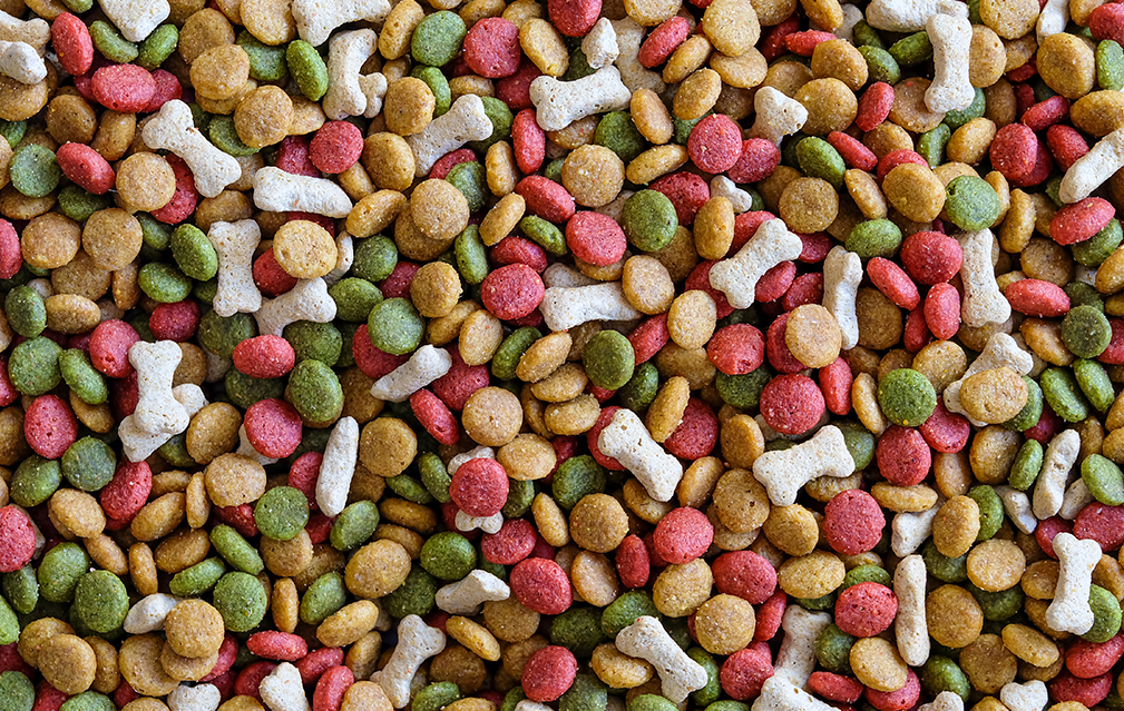 FoodRGB Natural food color application photography for pet food kibble red, green, and brown