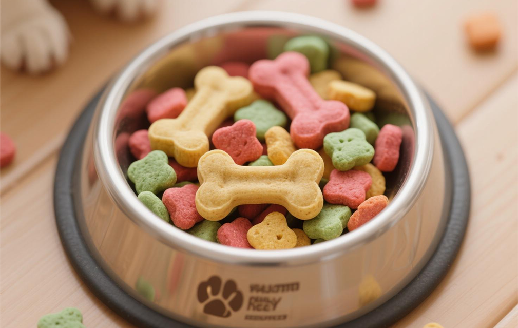 FoodRGB Natural food color application photography for pet food kibble red, green, and yellow