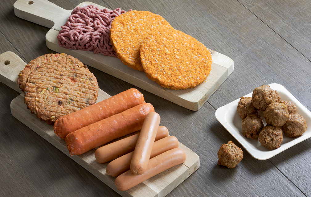 FoodRGB Natural food color application photography for plant based meat red, orange, brown, and purple