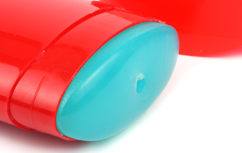 FoodRGB Natural food color application for specialty and personal care deodorant using blue teal natural colors