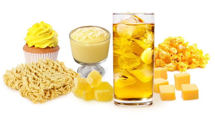 FoodRGB Yellow 5 replacement options beverages, hard candies, dairy, noodles, popcorn