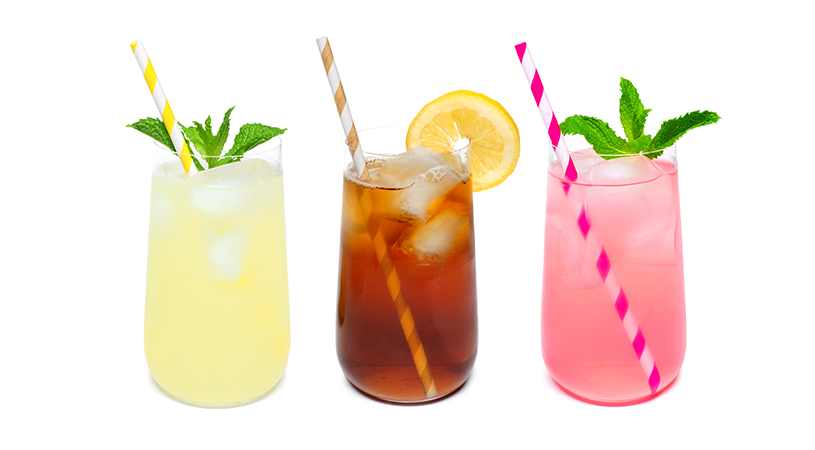 FoodRGB Natural food color application photography for lemonade and tea,using yellow, brown and pink.